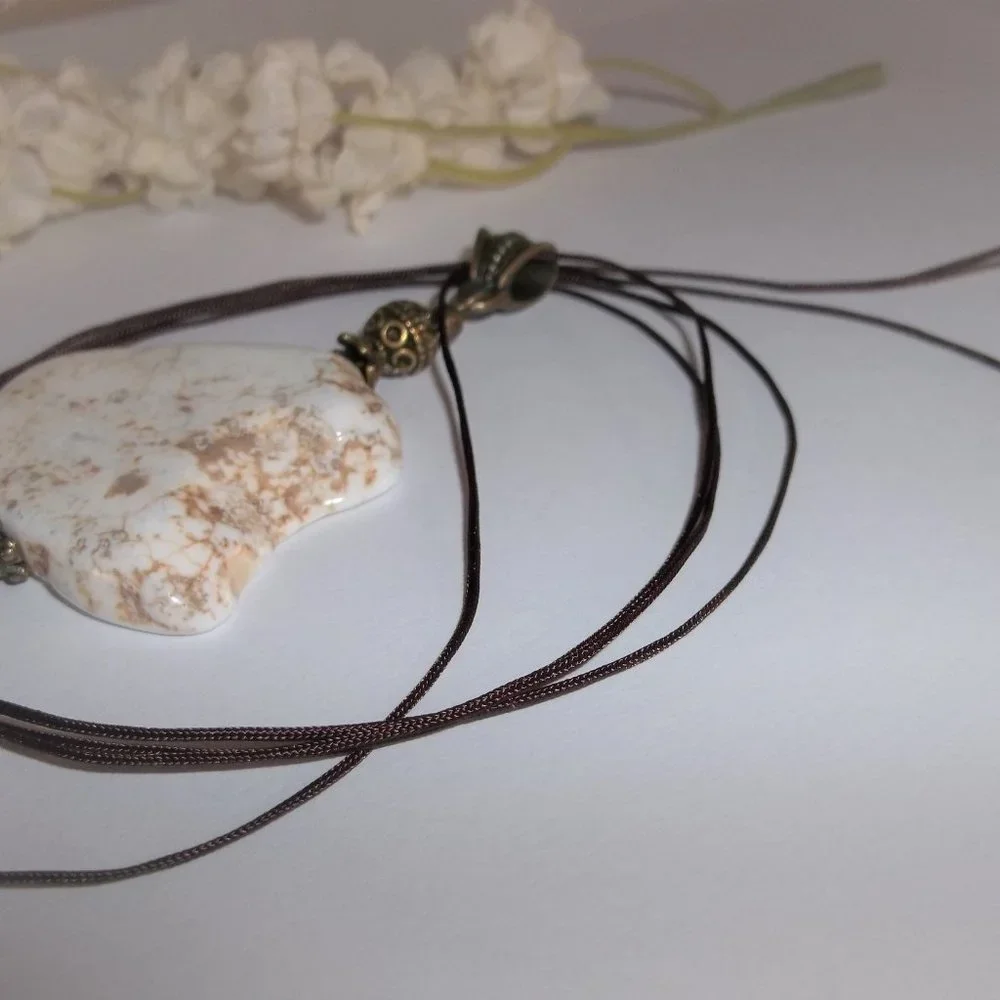 Beaded Statement Necklace Long or Short Choker Adjustable Length Cream Boho 7084